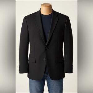Vittorio St. Angelo Classic Black Blazer 46R Old Money Business Casual Luxury